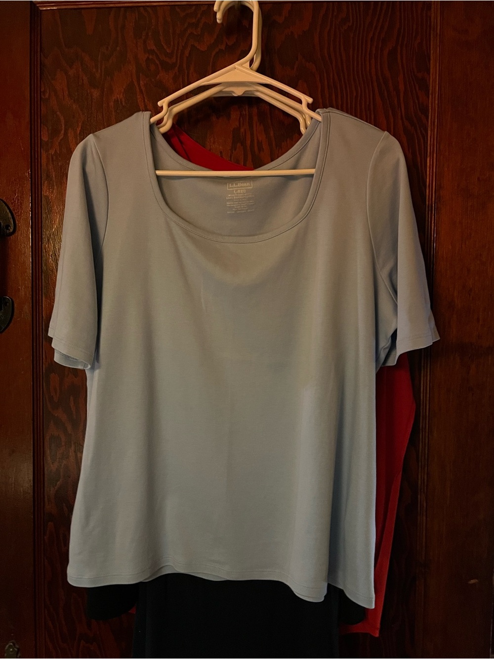 L.L. Bean Light Blue Scoop Neck Short Sleeve Top